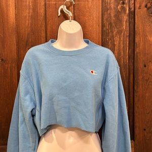Urban outfitters/ Champion cropped crew neck sweatshirt in light blue Size XS
